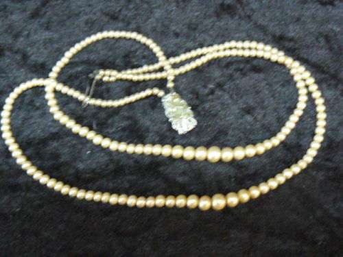 DOUBLE STRAND FOUX PEARL NECKLACE, NICE CLASP 40 CM
