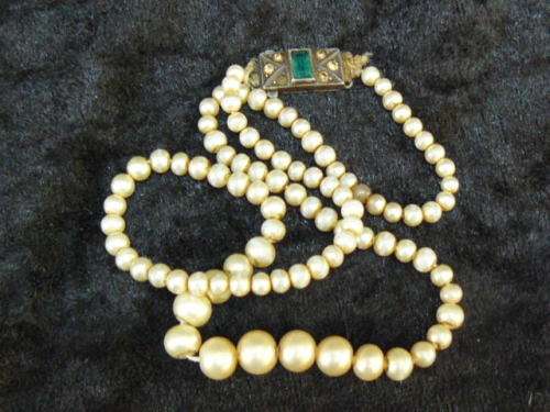 STUNNING FOUX PEARL NECKLACE LOVELY CLASP STAMPED 985
