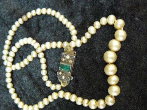 STUNNING FOUX PEARL NECKLACE LOVELY CLASP STAMPED 985