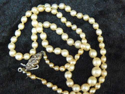 FOUX PEARL NECKLACE STAMPED STERLING 46 CM REDUCED !@!@!@!