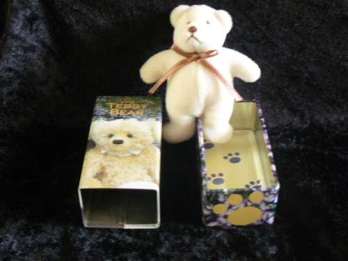 TINY TEDDY BEAR IN TIN