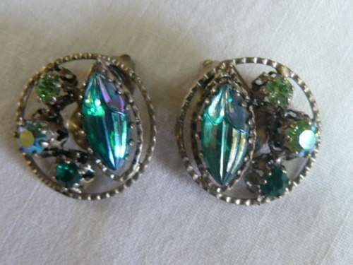 LOVELY CLIP ONS SILVER TONED AND BLING EARRINGS