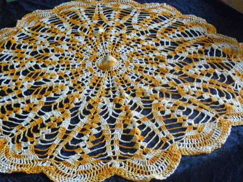 ORANGE AND LEMON HAND CROCHETED COTTON CLOTH 70 CM