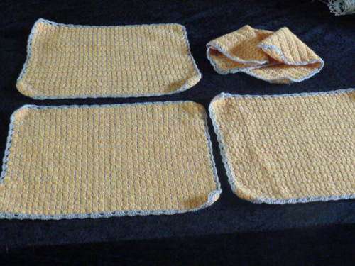 4 X HAND CROCHETED DOILIES OR PLACE MATS