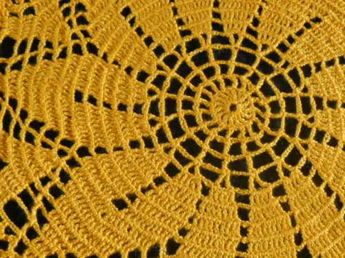HAND CROCHETED VINTAGE COTTON ORANGE DOILIE