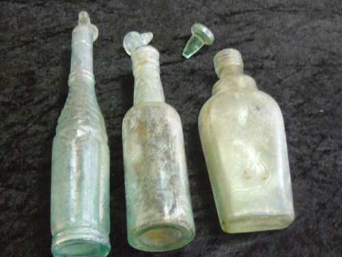 VINTAGE GLASS BOTTLES WITH STOPERS