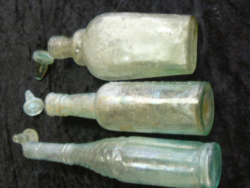 VINTAGE GLASS BOTTLES WITH STOPERS