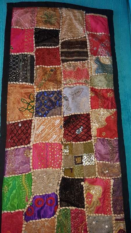 Antique? Indian art patchwork fabric piece 1.5m x 50cm STUNNING !@!@!@!REDUCED !@!@!@!REDUCED MORE !