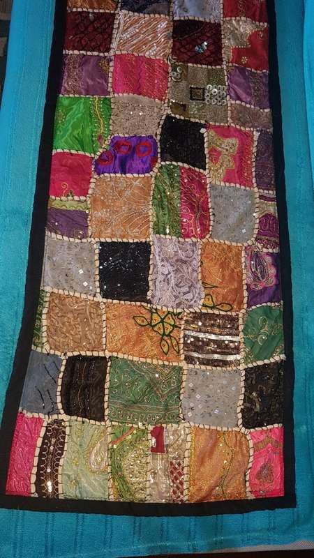 Antique? Indian art patchwork fabric piece 1.5m x 50cm STUNNING !@!@!@!REDUCED !@!@!@!REDUCED MORE !
