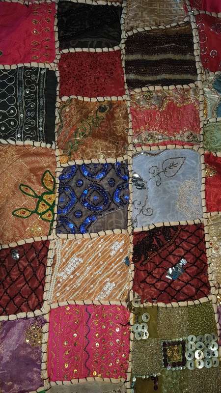 Antique? Indian art patchwork fabric piece 1.5m x 50cm STUNNING !@!@!@!REDUCED !@!@!@!REDUCED MORE !