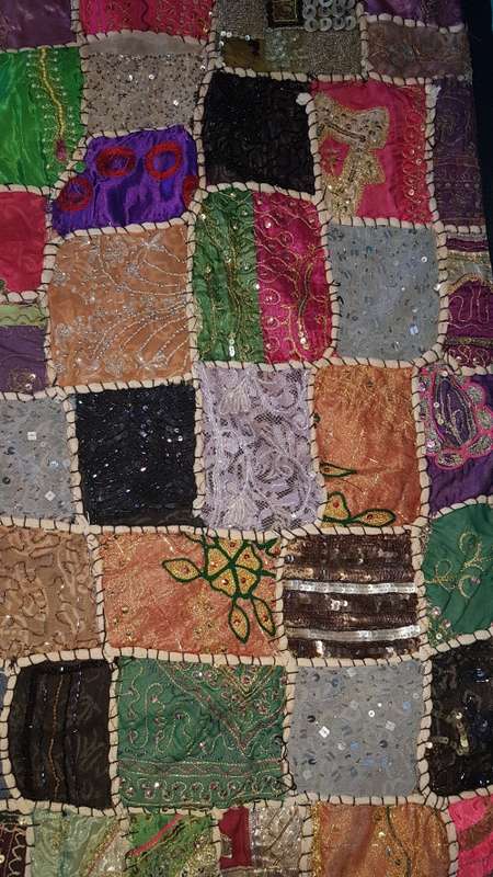 Antique? Indian art patchwork fabric piece 1.5m x 50cm STUNNING !@!@!@!REDUCED !@!@!@!REDUCED MORE !