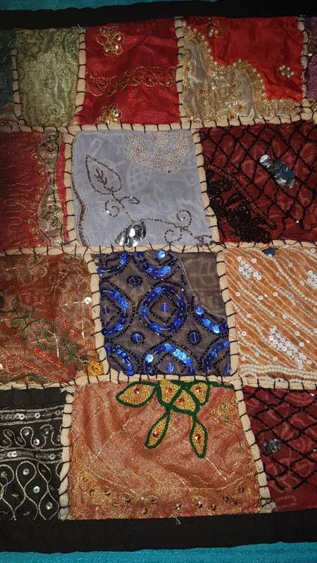 Antique? Indian art patchwork fabric piece 1.5m x 50cm STUNNING !@!@!@!REDUCED !@!@!@!REDUCED MORE !