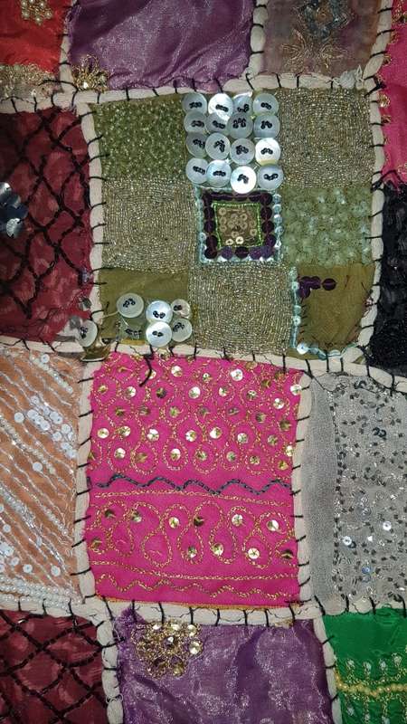 Antique? Indian art patchwork fabric piece 1.5m x 50cm STUNNING !@!@!@!REDUCED !@!@!@!REDUCED MORE !