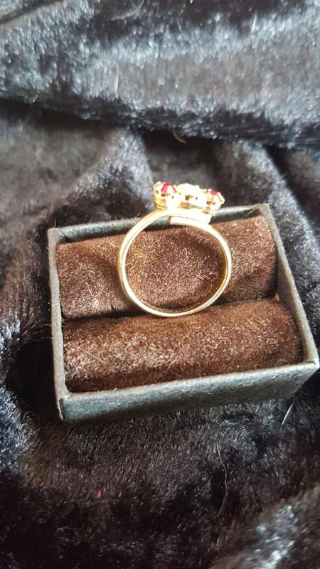 very pretty garnet and cubic Victorian adjustable ring