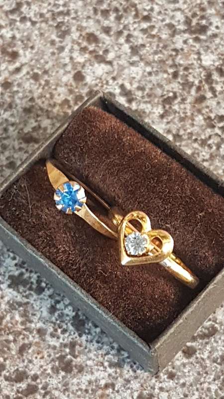 stunning Rings 1x heart with cubic nd aquamarine 1x round with aquamarine and cubics