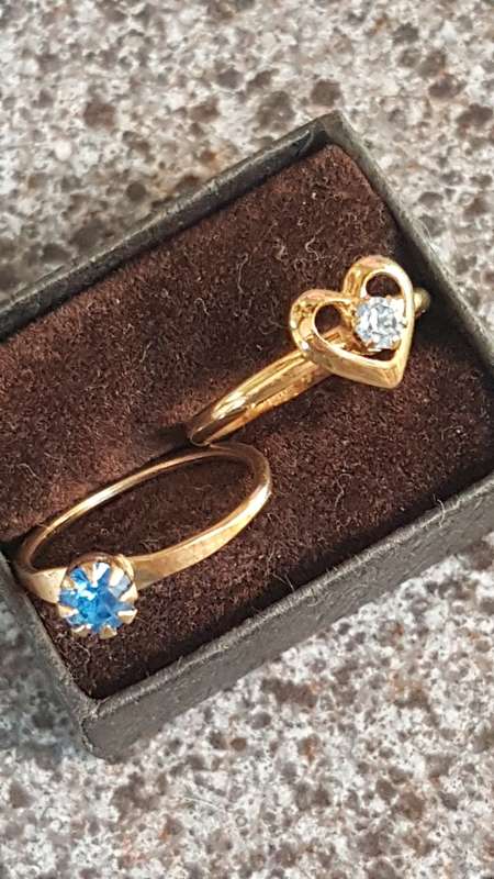 stunning Rings 1x heart with cubic nd aquamarine 1x round with aquamarine and cubics