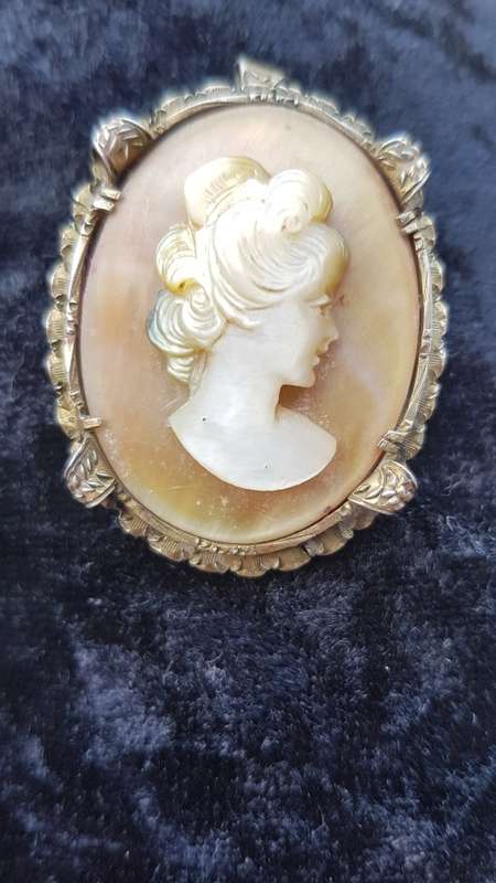 Gold Toned Stunning Cameo pendant brooch/ pendant