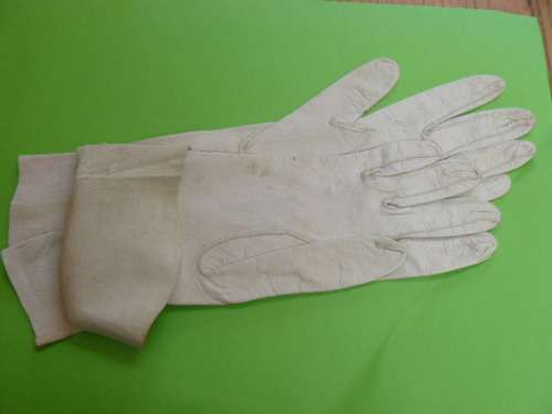 LEATHER GLOVES VINTAGE CREAM SOFT MEDIUM MADE IN FANCE