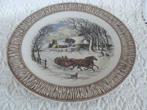 POTTERY PLATE WINTER 22 CM