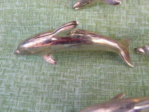 SILVER PLATED 4 PIECE DOLPHIN NAME CARD HOLDERS