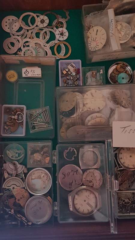 one large draw full of assorted watch spares as per pictures Lovely lot !!!!!!!
