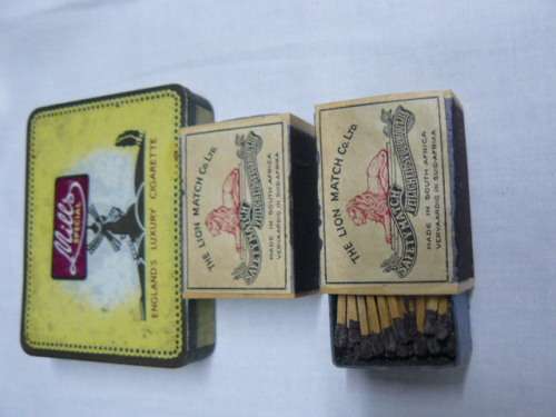 LIONS MATCH BOXES VINTAGE STILL FULL AND MILLS SPECIAL CIGARETTE TIN