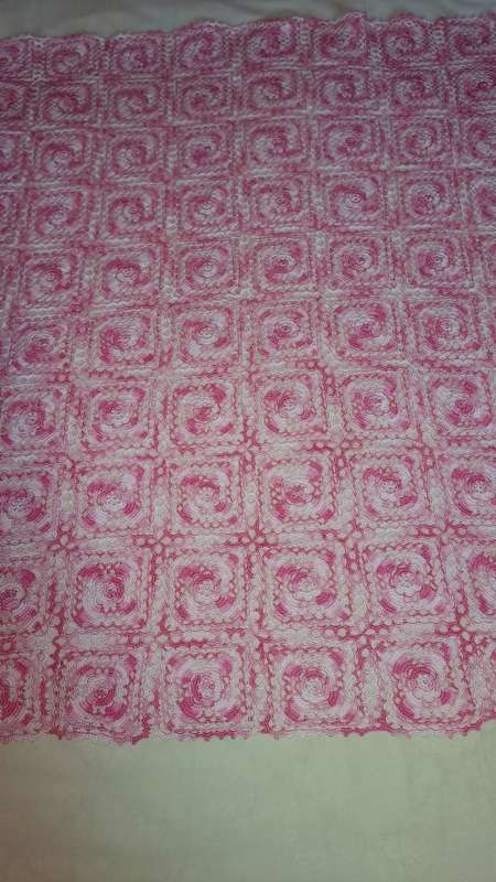 Vintage cotton hand crocheted shades of pink table cloth 85x85cm