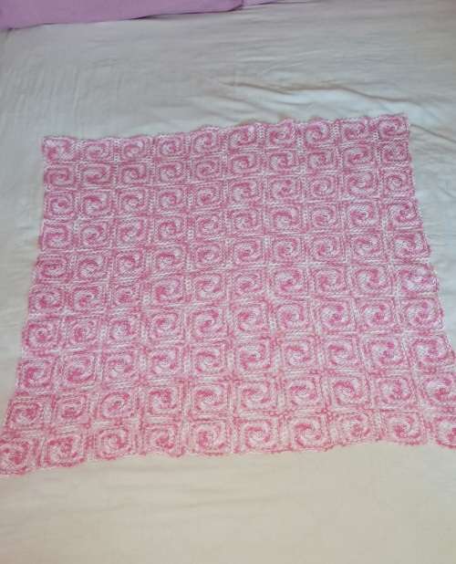 Vintage cotton hand crocheted shades of pink table cloth 85x85cm