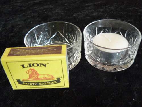 CRYSTAL GLASS CANDLE HOLDERS X2