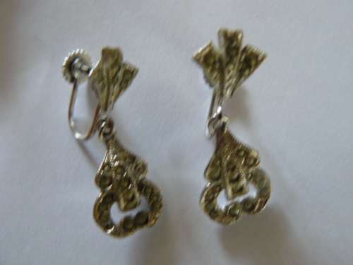 MARCAZITE SILVER TONED EARRINGS