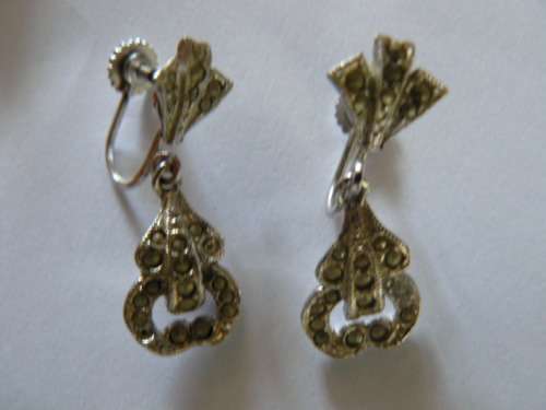 MARCAZITE SILVER TONED EARRINGS