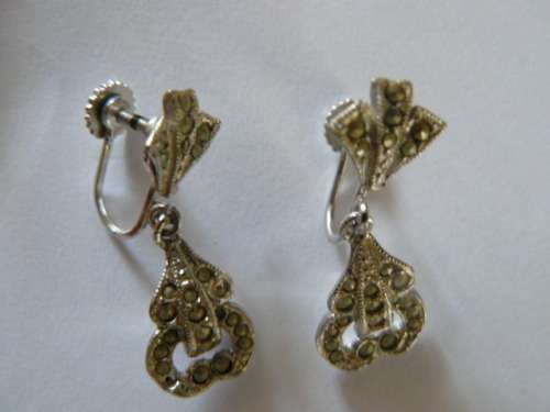 MARCAZITE SILVER TONED EARRINGS