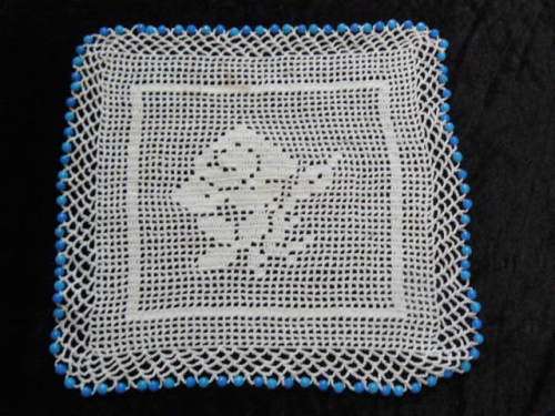 VINTAGE HAND CROCHETED COTTON JUG COVER WITH BEADS