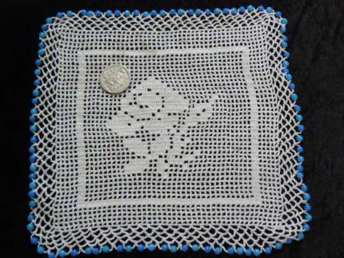 VINTAGE HAND CROCHETED COTTON JUG COVER WITH BEADS