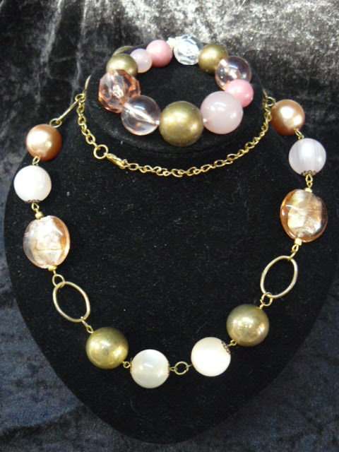 CHUNCKY FASHION NECKLACE 82 CM AND STRETCH BANGLE