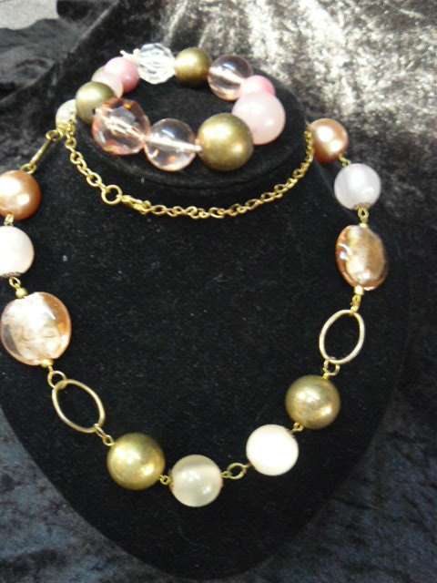 CHUNCKY FASHION NECKLACE 82 CM AND STRETCH BANGLE