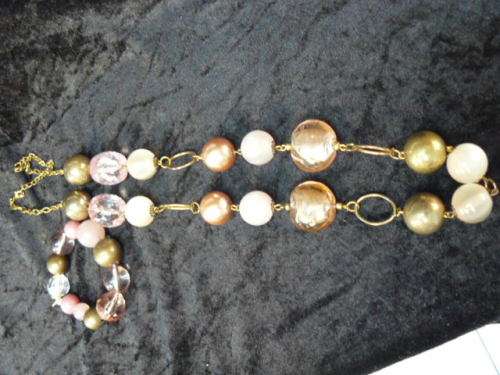 CHUNCKY FASHION NECKLACE 82 CM AND STRETCH BANGLE