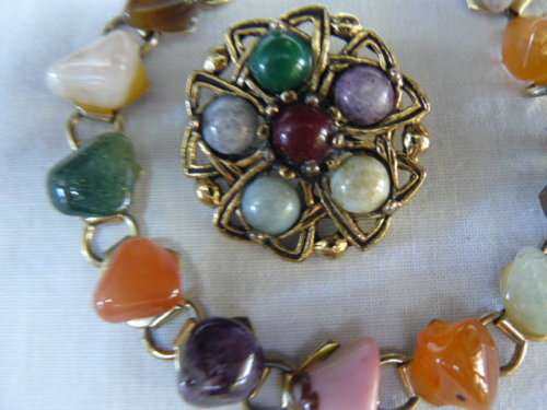 SEMI PRECIOUS STONEBRACELET AND BROOCH