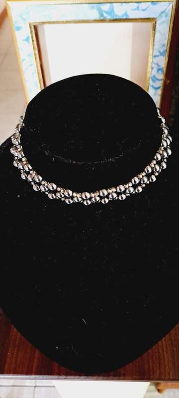 Stunning gun metal Grey glass beaded chocker