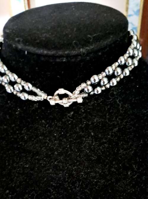 Stunning gun metal Grey glass beaded chocker