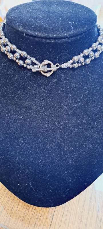 Stunning gun metal Grey glass beaded chocker