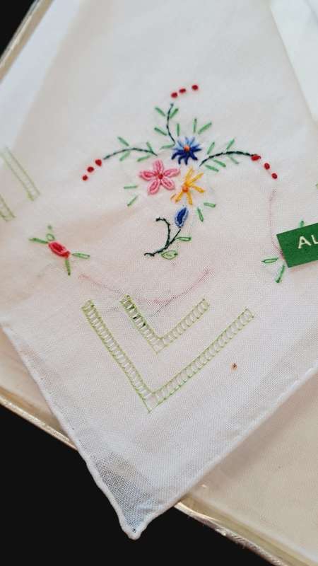 All pure linen Ireland embroidery hankies set of 3
