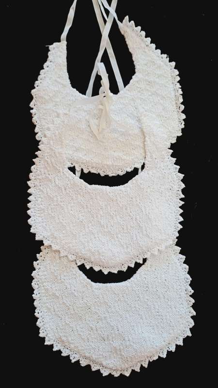 Vintage baby bibs. Hand crotcheted double cotton