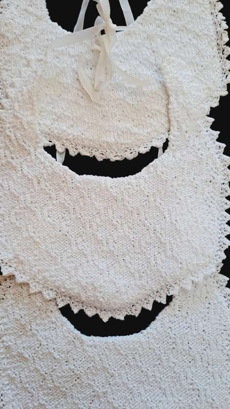Vintage baby bibs. Hand crotcheted double cotton