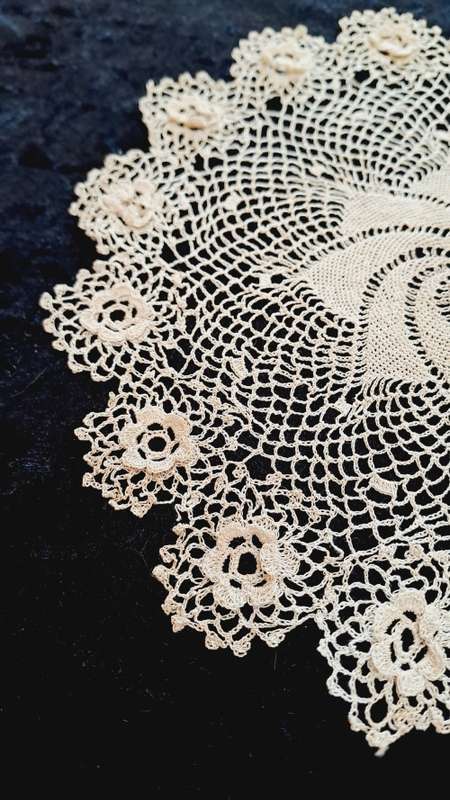 Super fine hand crotcheted cotton doilie