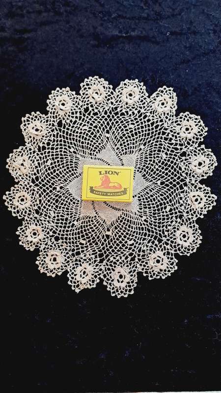 Super fine hand crotcheted cotton doilie
