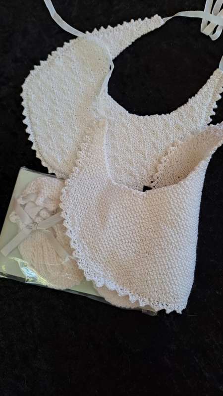 2 very cute double layer crotched cotton bibs and booties