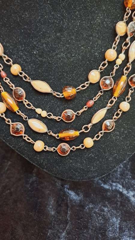 4 strand glass beaded necklace