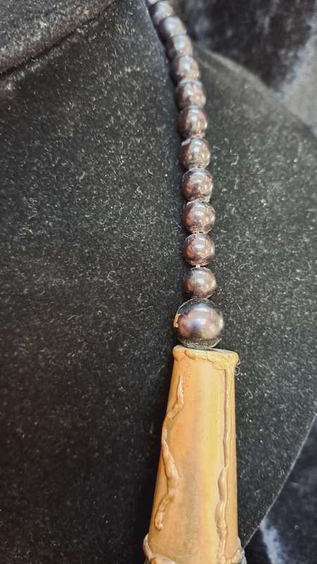 Ethnic wood and brass beaded necklace