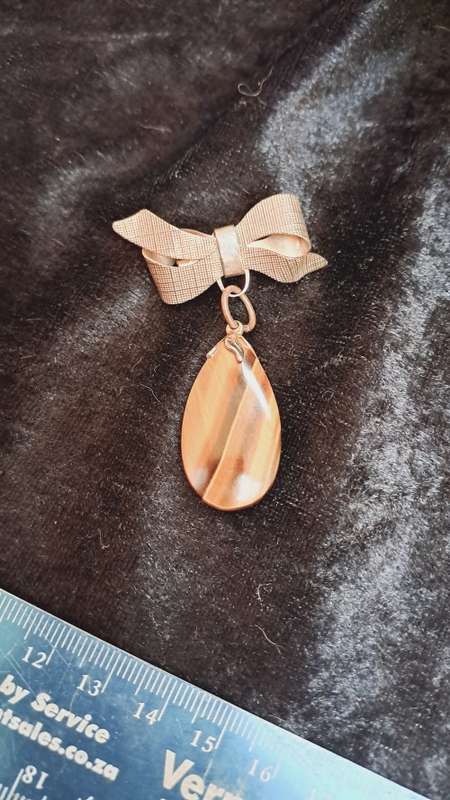 Tear drop Tigers eye brooch